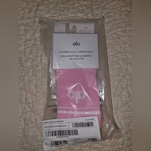 ALO Yoga Sweet Pink & White Half Crew Throwback Socks Sold Out Color